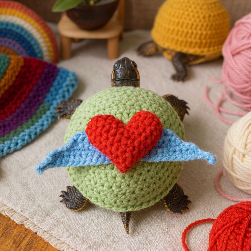 Warm Turtle Knitted Sweater Love Heart Turtle Costume Cute Pet Tortoise Clothes  Winter Season