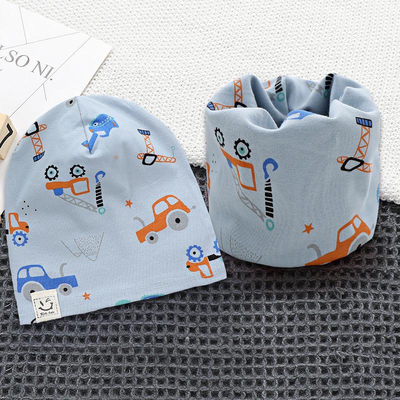 New Plush Children Hat Scarf Set Baby Girls Head Cover Autumn Warm Child Neck Collar Kids Beanies Sets Cotton Baby Hat Scarf