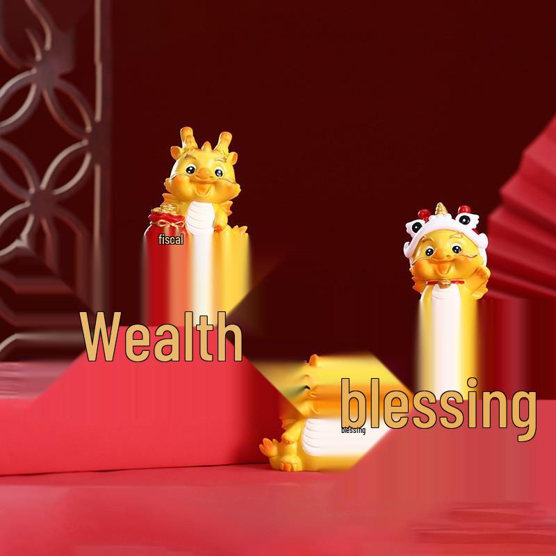 New Year Dragon Shaking Head Figurine - Cute Cartoon Dragon Desktop Decor
