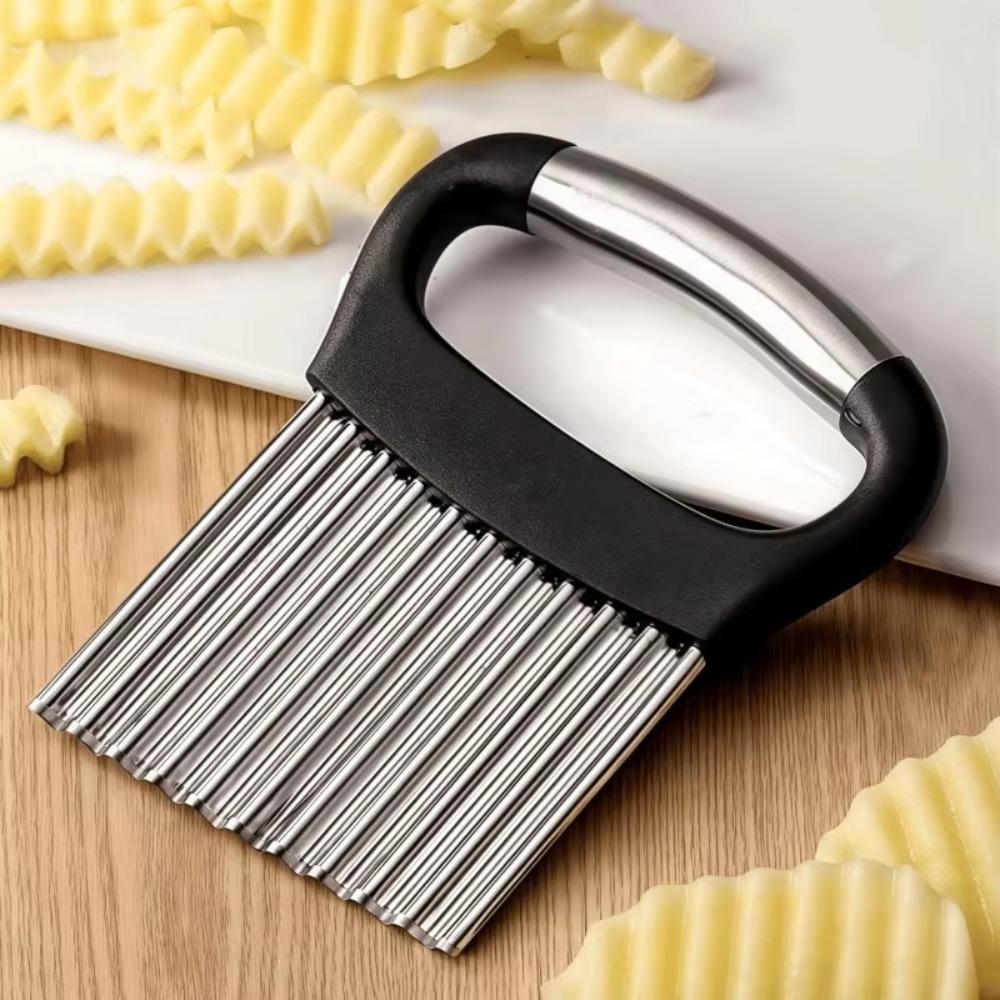 Stainless Steel Crinkle Cutter Manual Wavy Chopper Multifunctional Potato Slicer  Vegetable