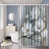 Simple White Magnolia Flower Pattern Shower Curtain - Polyester Fabric, Machine Washable, with Hooks Suitable for Bathroom Decor