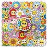 50-Pack Colorful Sunflower and Smiley Face Waterproof Stickers for DIY Decoration