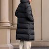 adidas Puffy Long Down Jacket Water-Resistant Warm Sports Casual Hooded Long Sleeve Down Jacket Women Jacket Black JV6197