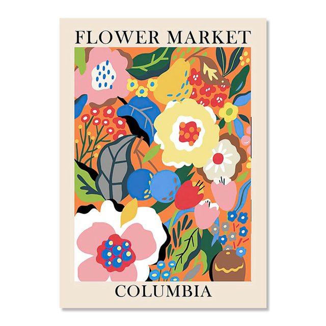 Abstract Flower Market Art Poster Aesthetic Matisse Canvas Painting RetroFloral Print Nordic Wall Pictures for Living Room Decor