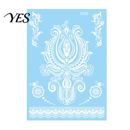 Gentle-On Skin Tattoo White Lace Sticker for Women, Temporary Face Body Fake Decal Arm, Waterproof Wedding Party Festival