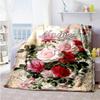 Retro Flowers Customize Text Blanket Throw Personalized Blanket Warmthful Decor Versatile for Sofa Chair Nap Bedding for All Occasions