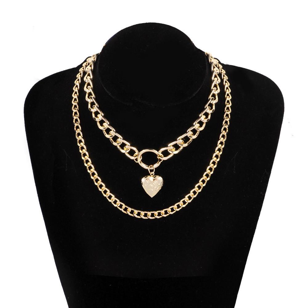 Double Layer Fashionable Chain Necklace For Women With Eyecatching Heart Design Pendant
