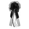 Lace Rose Flower Hair Clip Hair Styling Accessory with Long Ribbon Tails, Gothic Spring Clip for Women Costume Styling and Decoration Wear