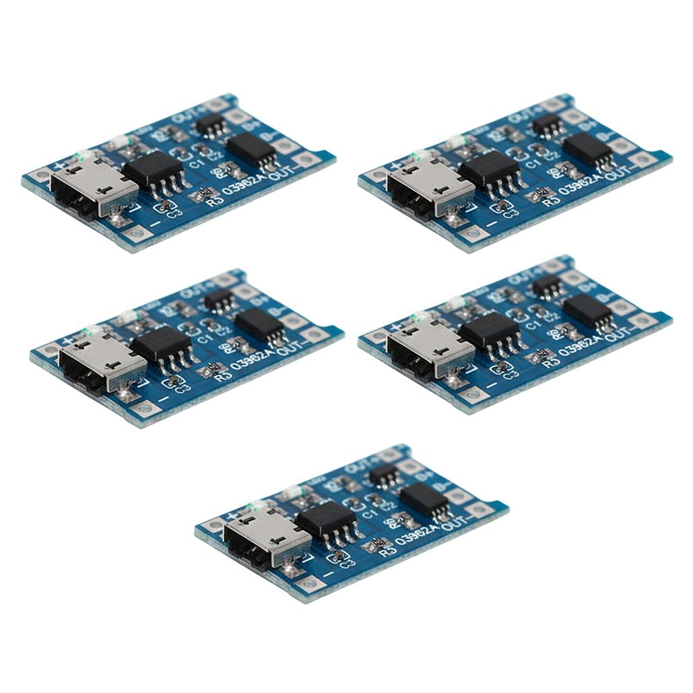 5 Lithium Battery Charge Modules with USB 5V 1A Features Battery For Protection and Charging Status Indicator LED