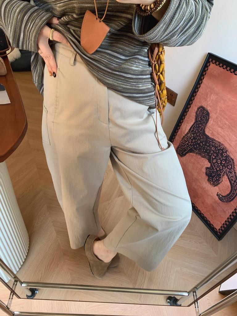 2026 Spring/Summer Women's High Waist Japanese Cropped Straight-Leg Balloon Pants