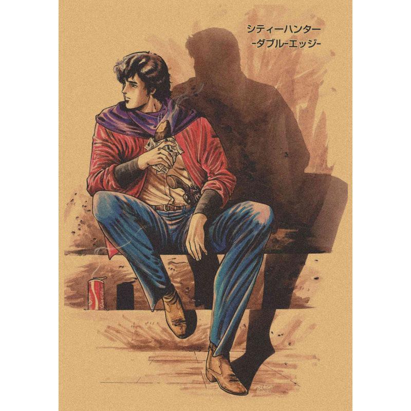 Free Shipping Tsukasa Hojo Retro Manga Art Poster for Cafe & Bar Decor