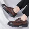 Men's Casual Leather Shoes with 10CM Height Boost, Thick Soles, and Textured Finish.