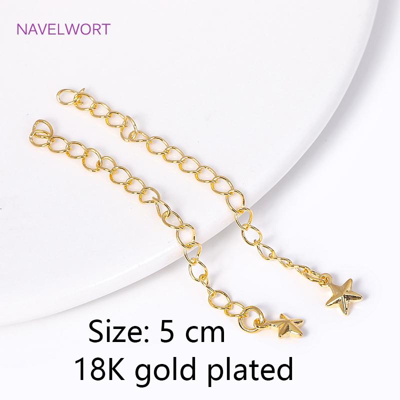 18K Gold Plated With Tag Extension Chain Brass Metal Extension Chains Connectors DIY Necklace Bracelet Jewelry Making Supplies