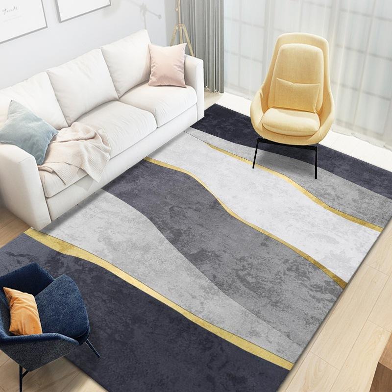 Living Room Geometric Carpet Floor Mat Modern Black Fashion Lines Living Room Carpet