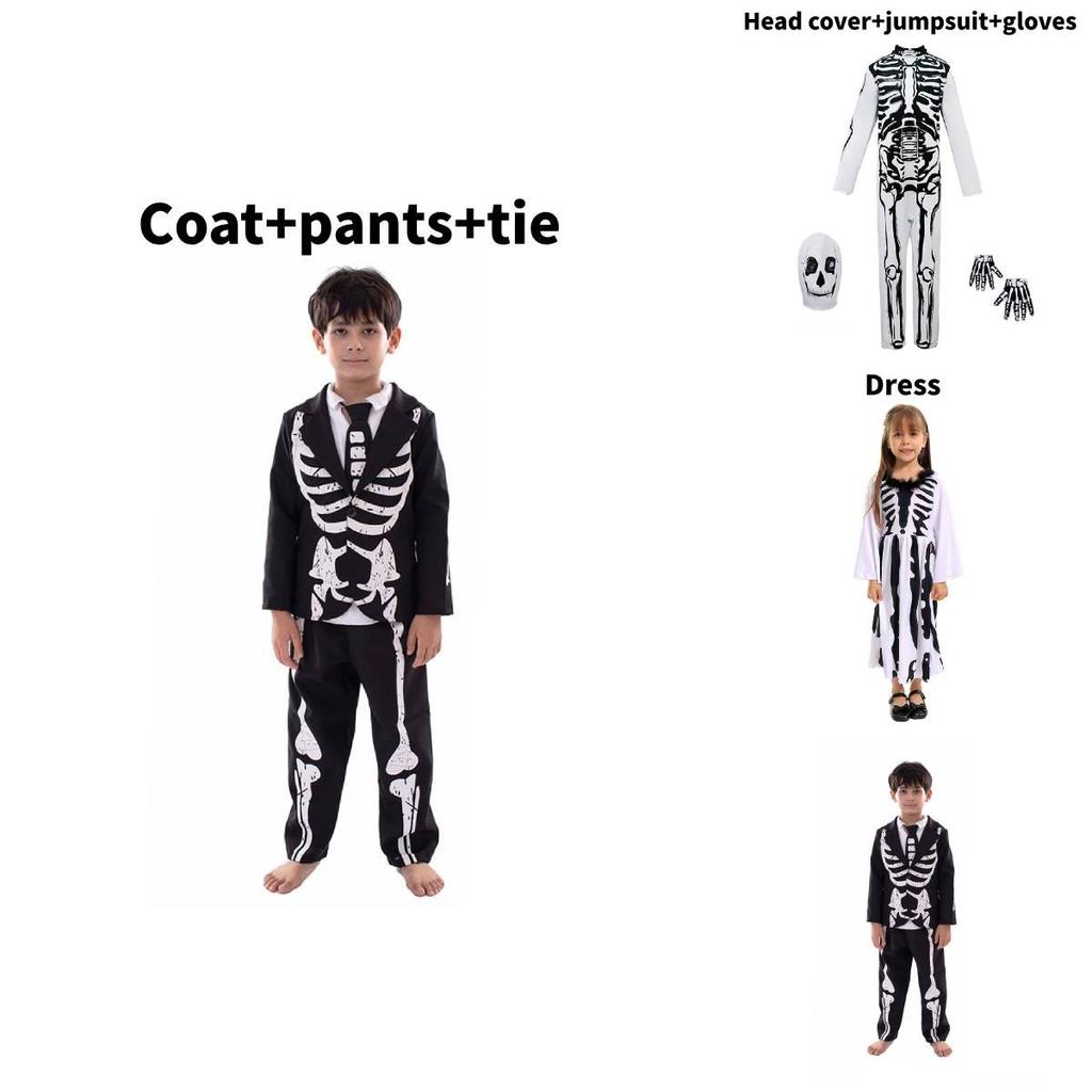 Skeleton Cosplay Costume For Kids Halloween Party And Stage Show