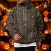 Men's Halloween Print Pullover Hoodie with Single Pocket for Holiday Celebration