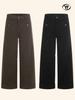 Yongfang Unisex Retro Wide-Leg Work Pants with Button Pocket Design
