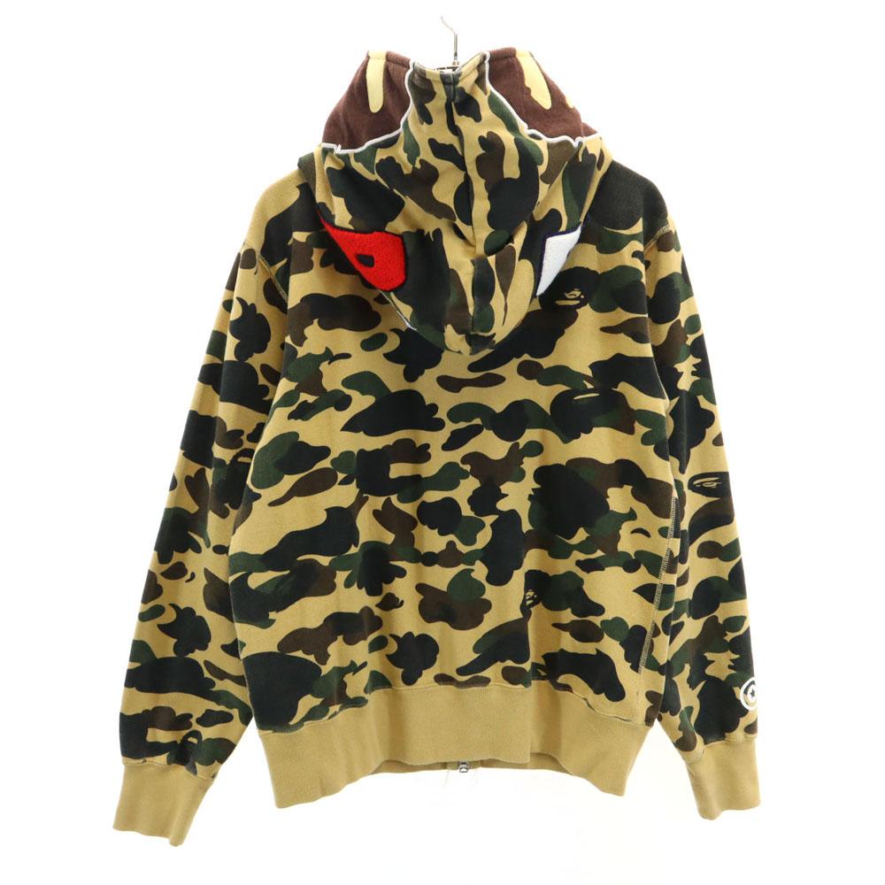 A BATHING APE Camouflage Pattern Long Sleeve Sweat Zip Hoodie Camouflage Men's Used