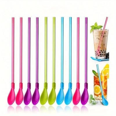 Reusable Colorful Dual-Purpose Straw Spoons - Easy To Drink & Stir, Detachable, Easy To Clean, PP Material, Perfect for Parties & Events