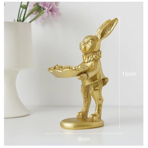 Moin Moin Figure Ornament Rabbit Gold Trinket Box Holds Accessories Tray Antique Retro Key Jewelry Entrance Rabbit Alice In Wonderland/Standing Pose 2