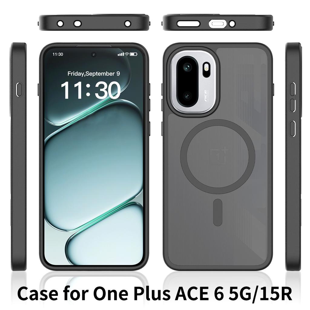 Haptik Magnetische Handyhülle Für OnePlus Ace 6 6T 15R 6,83 Zoll Magsafe Kabelloses Laden TPU-Rahmen Hartplastik-Rückseite