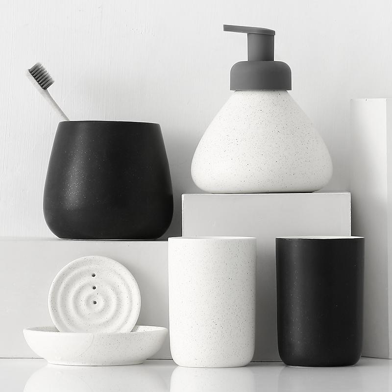 Nordic Ceramics Bathroom Supplies Four Piece Set Home Bathroom Accessories Five-piece Set Lotion Bottle Mouthwash Cup Soap Dish