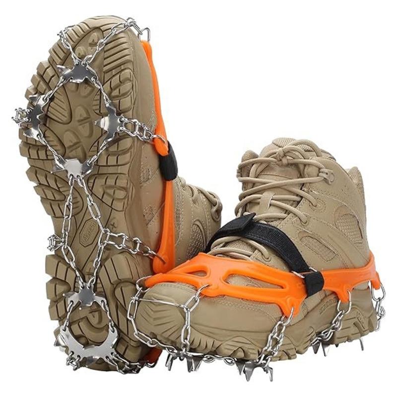 Outdoor Winter Snow Spikes Crampons Cleats Outdoor 18/19 Tooth Ice Claw Ice Grippers Spikes for Men and Women Enduring