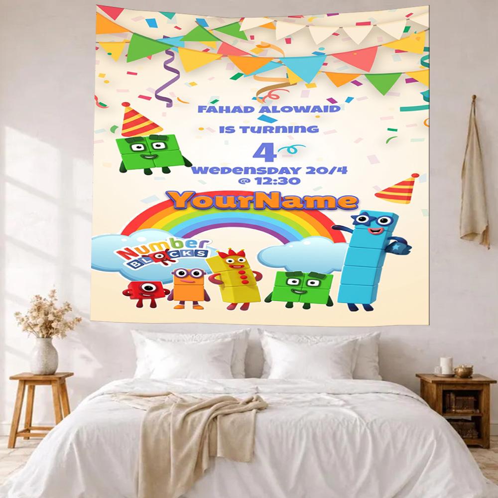 Numberblocks Custom Your Name Wall Decor Tapestry Art For Pet Memorial Birthdaywedding Party Backdrop Family Gift