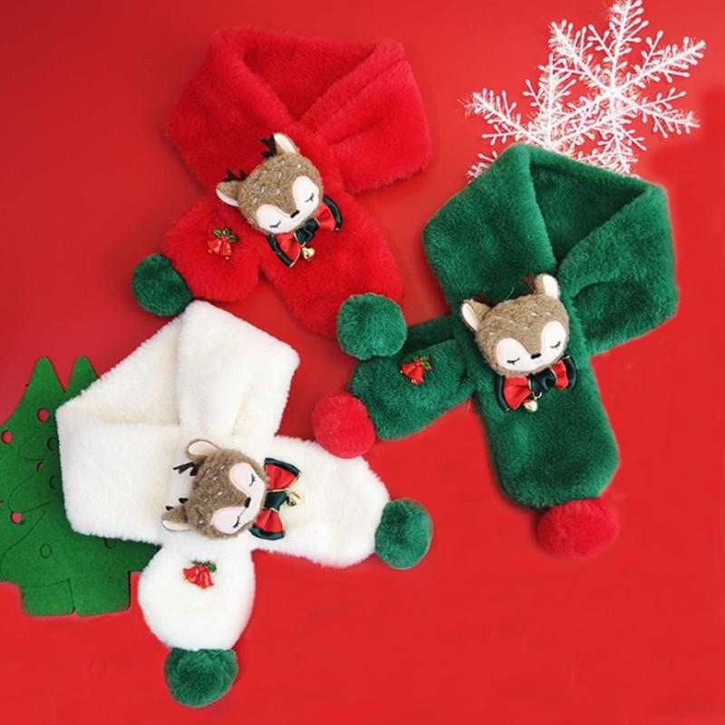 Thicken Faux Fur Plush Christmas ScarfCross Collar Scarf Wrap Winter Neck Warmers For Women Winter Warm Scarf