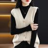 Women's V-Neck Sleeveless Knit Vest - Lightweight Polyester Spandex Blend Sweater for Spring/Summer/Fall Casual Pullover