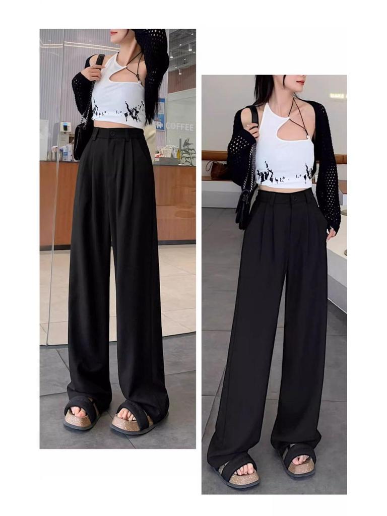 Women's High-Waist Casual Straight-Leg Suit Pants - Versatile Spring/Autumn Style