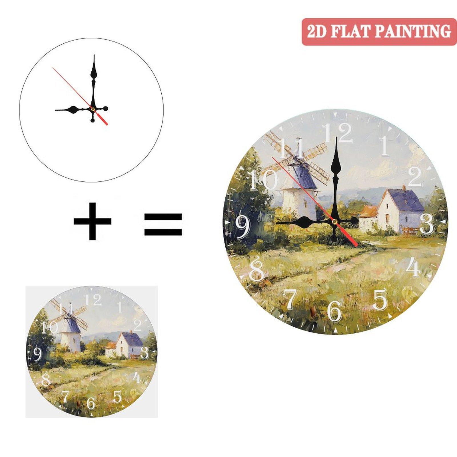 30x30cm Wooden Wall Clock Designed as a Sliding Barn Door or Window (White,12 in(30.48cm)) белый