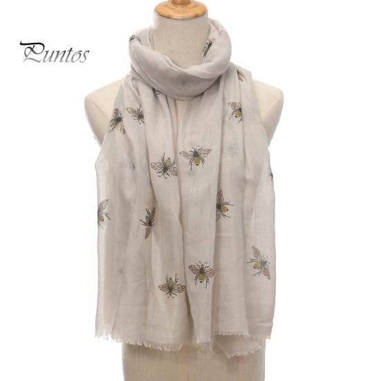 Sun Protection Headscarf for Summer Lightweight Scarf Women, Cute Bee Pattern Neck Scarf, Polyester Daily Commuting Soft Long Thin Shawl Wrap