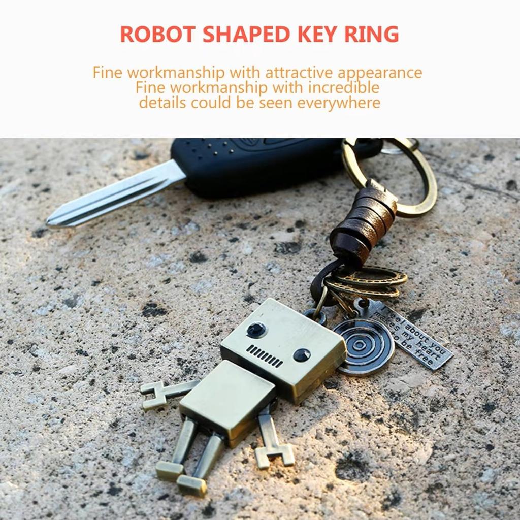 [NOELAMOUR] Stilvolle und Niedliche Roboter-Schlüsselanhänger, Set aus 2 Stück, Legierungs-Schlüsselringe und -Ketten (Roboter A)