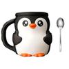 Funny Penguins Shape Ice Cream Pints Holder With Insulated Sleeve Builts In Storage Drawer and Spoons Dessert Organizers