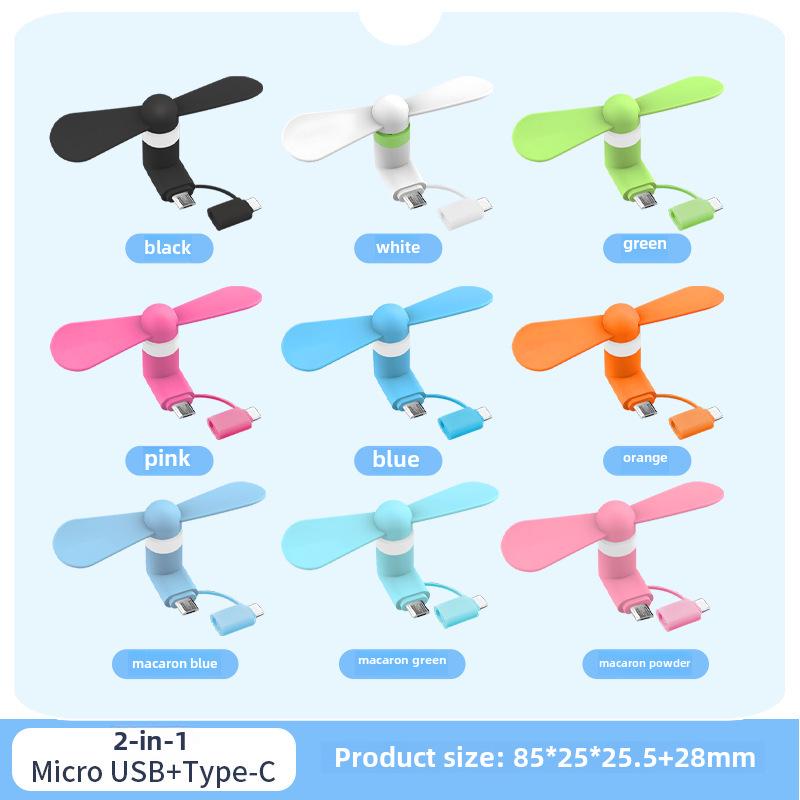 

Портативный перезаряжаемый мини-вентилятор 3-в-1 для устройств Android, Apple и Type-C с возможностью нанесения логотипа на заказ Black