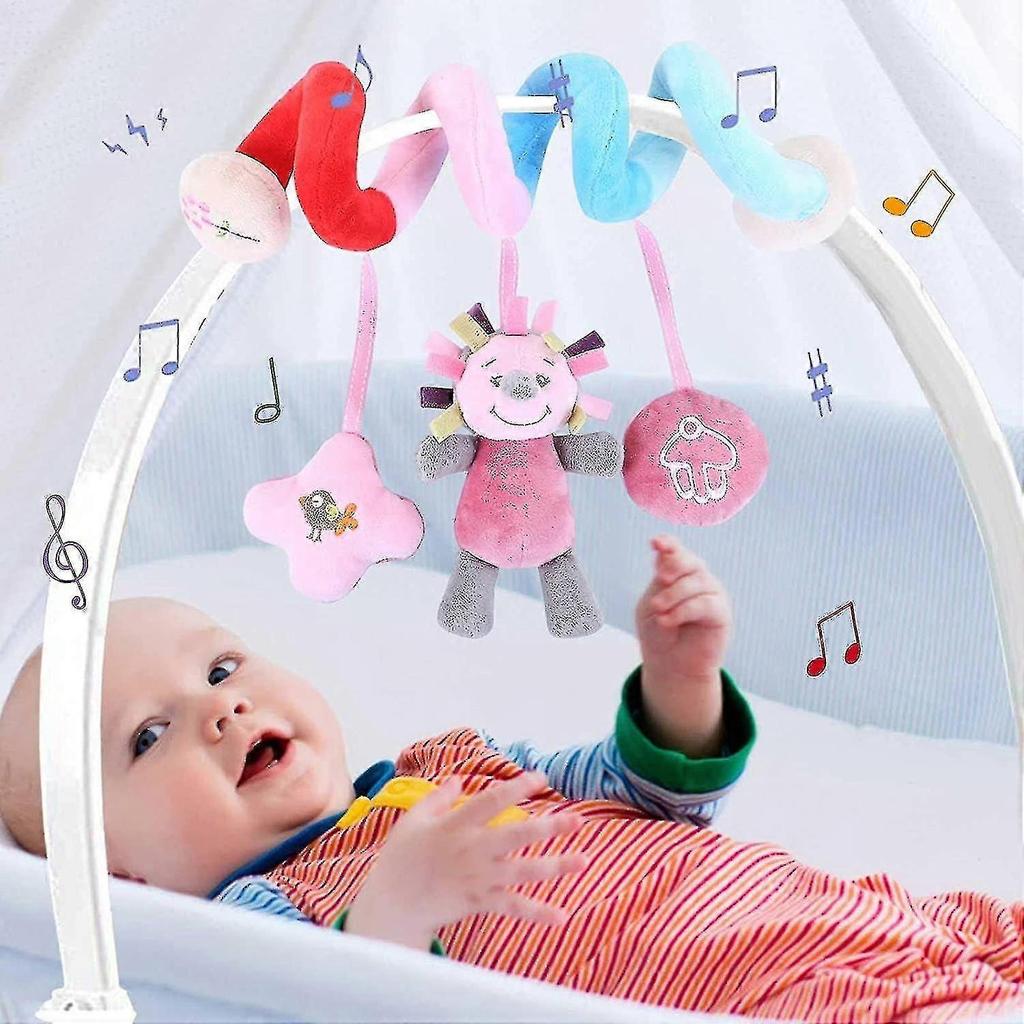 Plush Pram Toy, Spiral Plush Pram Bar Toy, Educational Toy Accessories, Cot Toys for Boys and Girls