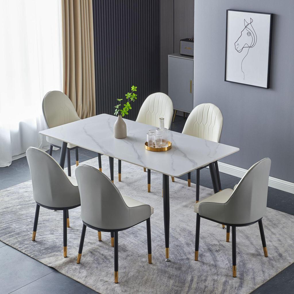 Modern Minimalist Italian Rock Slab Dining Table Set for Small Apartments
