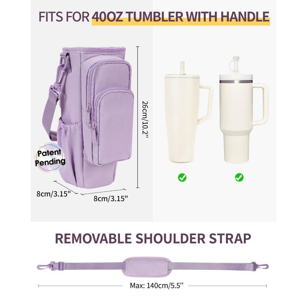 Stylish Water-resistant Water Bottle Holder Bag with Handle Adjustable Holder Pouch Portable Crossbody Bag for Outdoor Sports