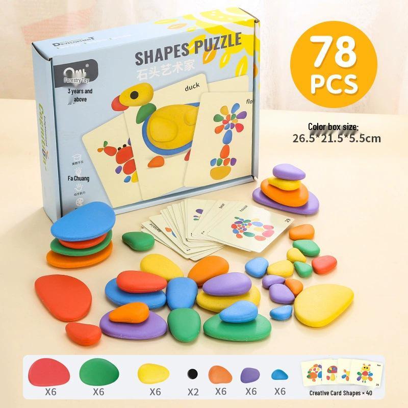 Rainbow Pebble Stacking Game: Children s Educational Toy for Logic and Creativity