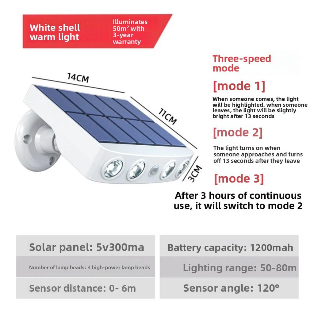 LED Solar Wall Light, Fake Security Camera Lamp, Motion Sensor, Waterproof Outdoor Garden Courtyard Solar Flood Light
