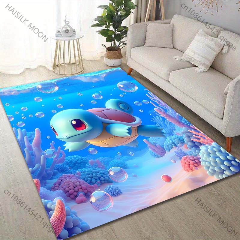 Cartoon Pocket Monsters Squirtle Print Carpet for Living Room Bedroom Kid's Room Home Decor Area Rug Playing Mat Luxury Gifts