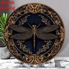 Vintage Dragonfly Floral Metal Wall Art 2D Flat Aluminum Sign Blue Gold Home Decor