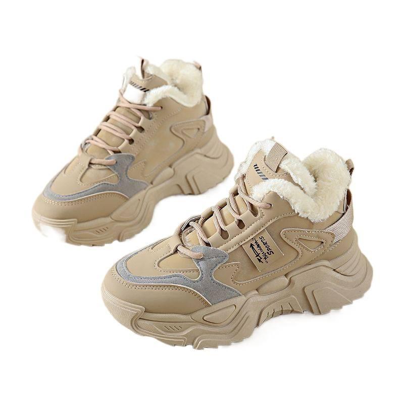 New high-top velvet dad shoes winter thickened snow boots warm sports big cotton shoes