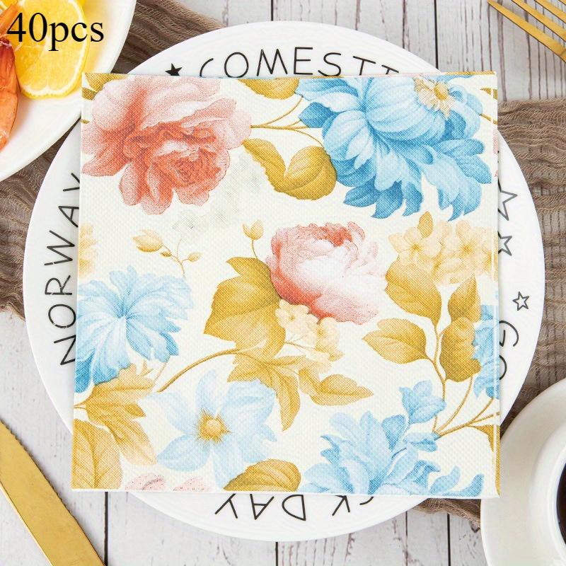 Vintage Floral Napkins 20/40Pcs Flower Paper Napkins for Tea Party Birthday Baby Shower Wedding Retro Spring Decorations Napkin