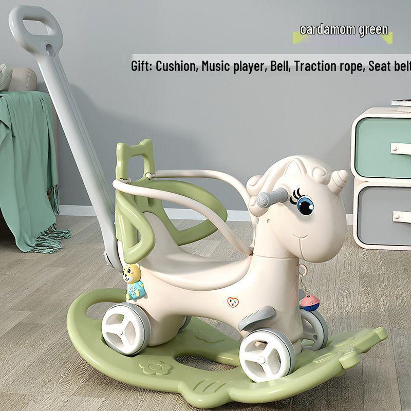 Wooden Infant Rocking Horse: Multi-Purpose Ride-On Toy for Boys & Girls – Ideal First Birthday Gift