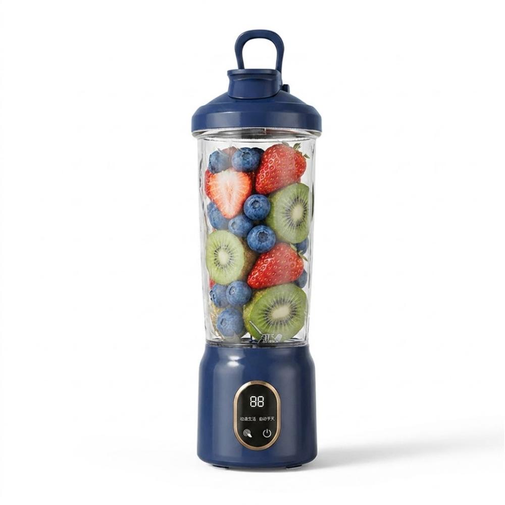 USB Rechargeable Portable Electric Juicer Digital Display Cordless Juice Cup Blender Plastic 600ML Capacity Fruit Blender