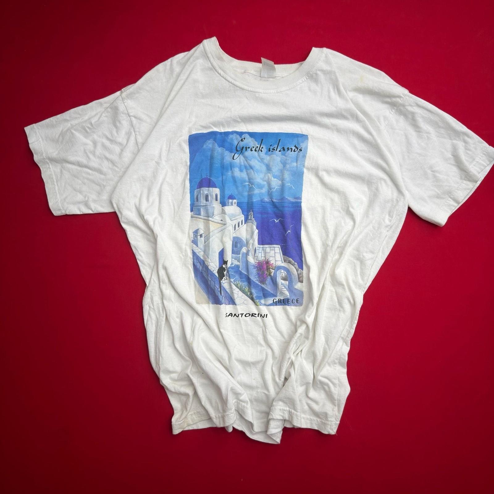 Vintage 90s Santorini Greece tourist t-shirt. Is in... XXL