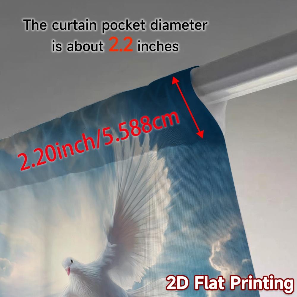 2pcs, 2D FLAT PRINTING Curtains (Without Rod) Heavenly Dove Modern Light Filtering Curtains Durable Polyester Curtains