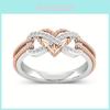 Eleganter Roségold Zweifarbiger Herz Kreuz Ring Für Modische Junge Frauen